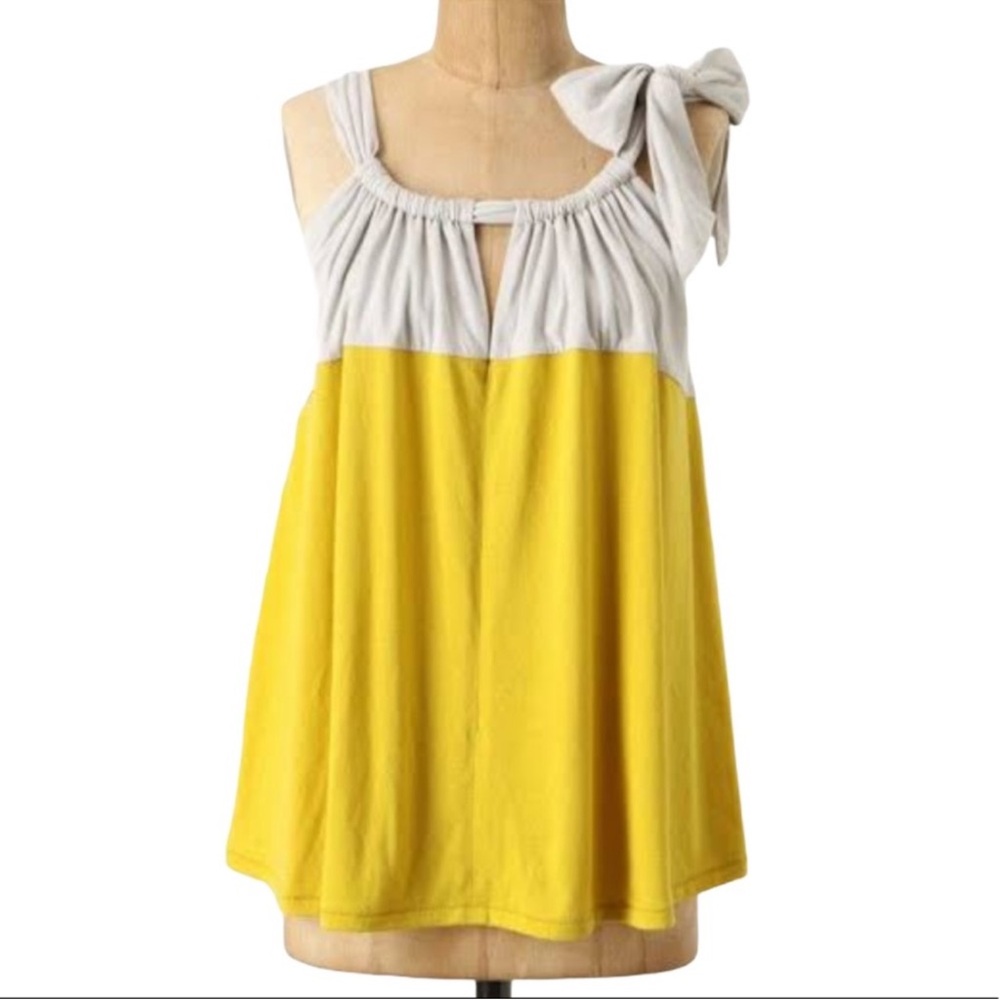 Anthropologie Pilcro Pima Cotton Blend Yellow and Cream Swing Tank Top SZ Medium